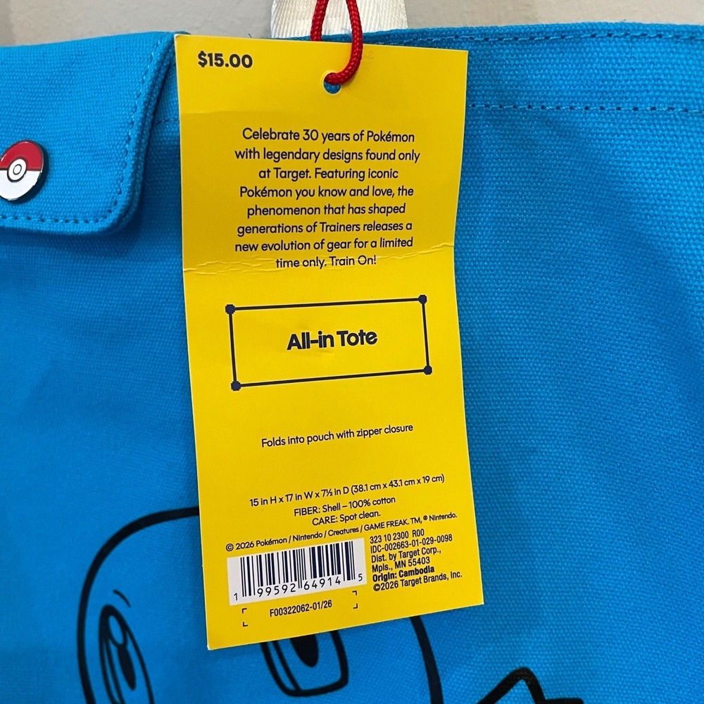 Pokemon X Target Reusable All-in Tote Bags 30th Anniversary Starter Set Of 3 - Picture 4 of 10